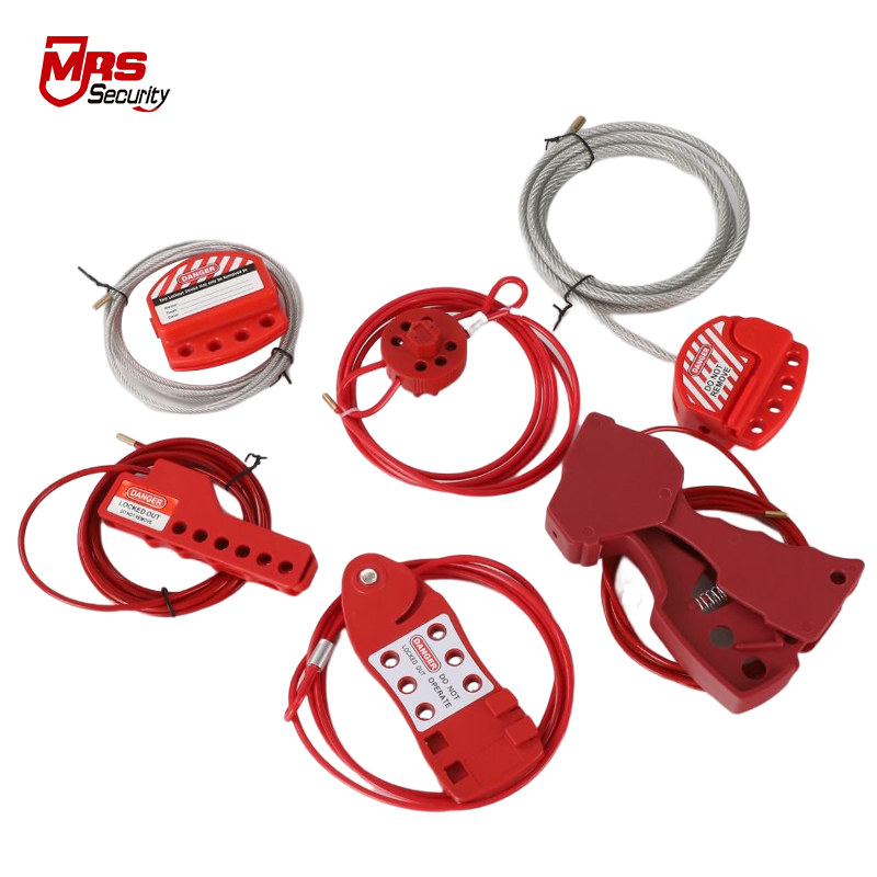 Customized 2.4m length industrial wire cable safety lockout tagout nylon PA adjustable cable lockout MSL02